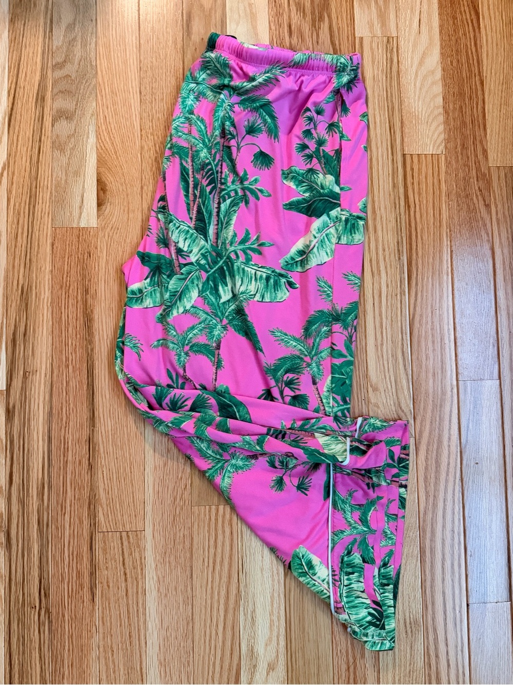 Pink Tropical Palm Print capri pajamas
